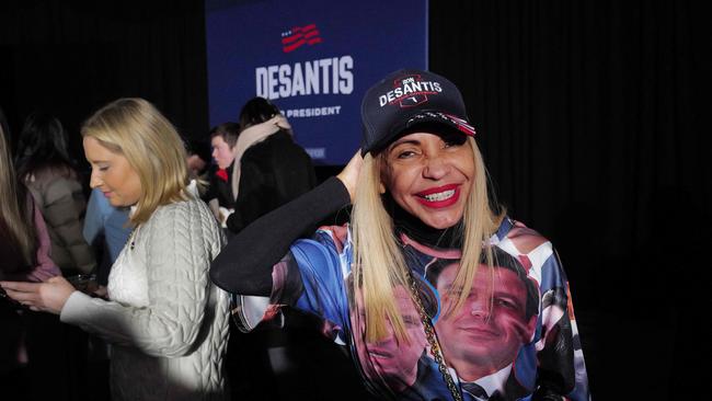 Guests attend a caucus-night watch party for Republican presidential candidate Ron DeSantis. Picture: AFP