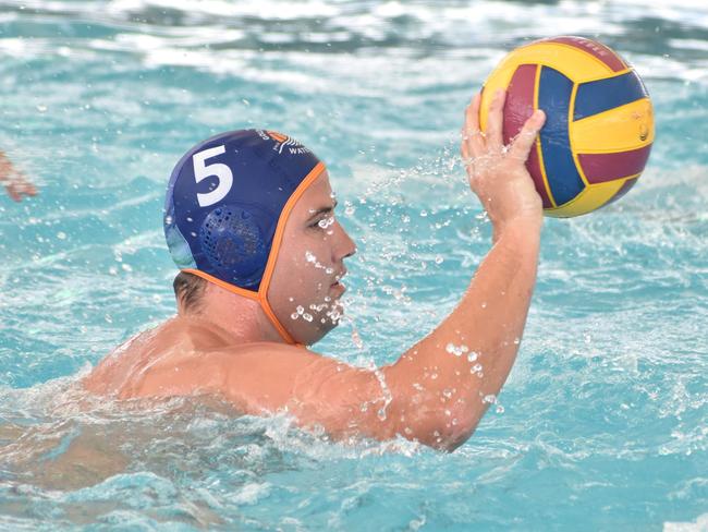 Water Polo Queensland Country Championships, 2nd World War Memorial Aquatic Centre, Rockhampton, February 18, 2023. Men, Cairns versus Gold Coast. Gold Coast player Jared de Vries.