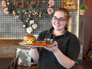 Kisha Connor with Jamess Lady Burger. Picture: Brian Cassidy