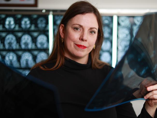 WEEKEND TELEGRAPHS SPECIAL. MUST TALK WITH PIC ED JEFF DARMANIN BEFORE PUBLISHING.  Daily Telegraph. 25, March, 2022.Macquarie University neurologist, CTE researcher and director of the Australian Biobank, Dr Rowena Mobbs, at work today.Mobbs is leading the The Australian CTE Biobank.Picture: Justin Lloyd.