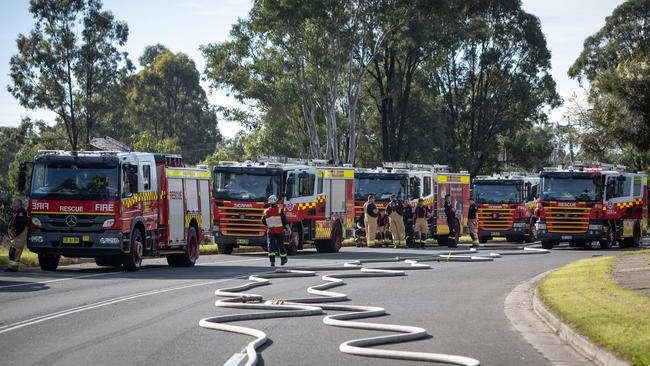 Firefighters at the scene of the St Marys fire. Picture: Julian Andrews.