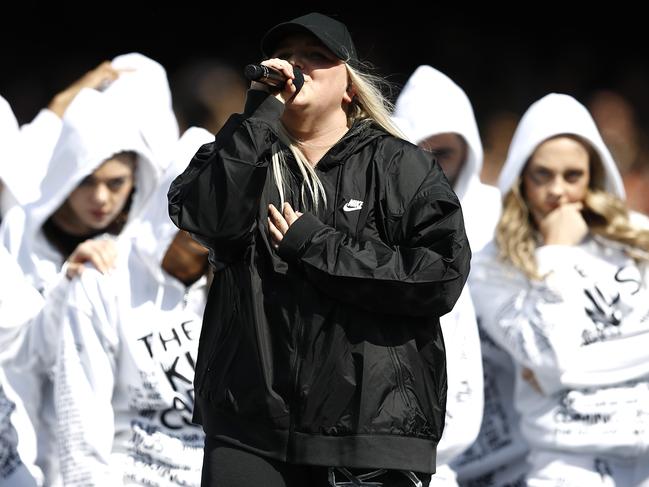 Tones and I performs during the AFL Grand Final on September 28. Her music is taking over the world, but for many this performance would have been the first that they saw or heard of her. Picture: Ryan Pierse/AFL Photos/via Getty Images