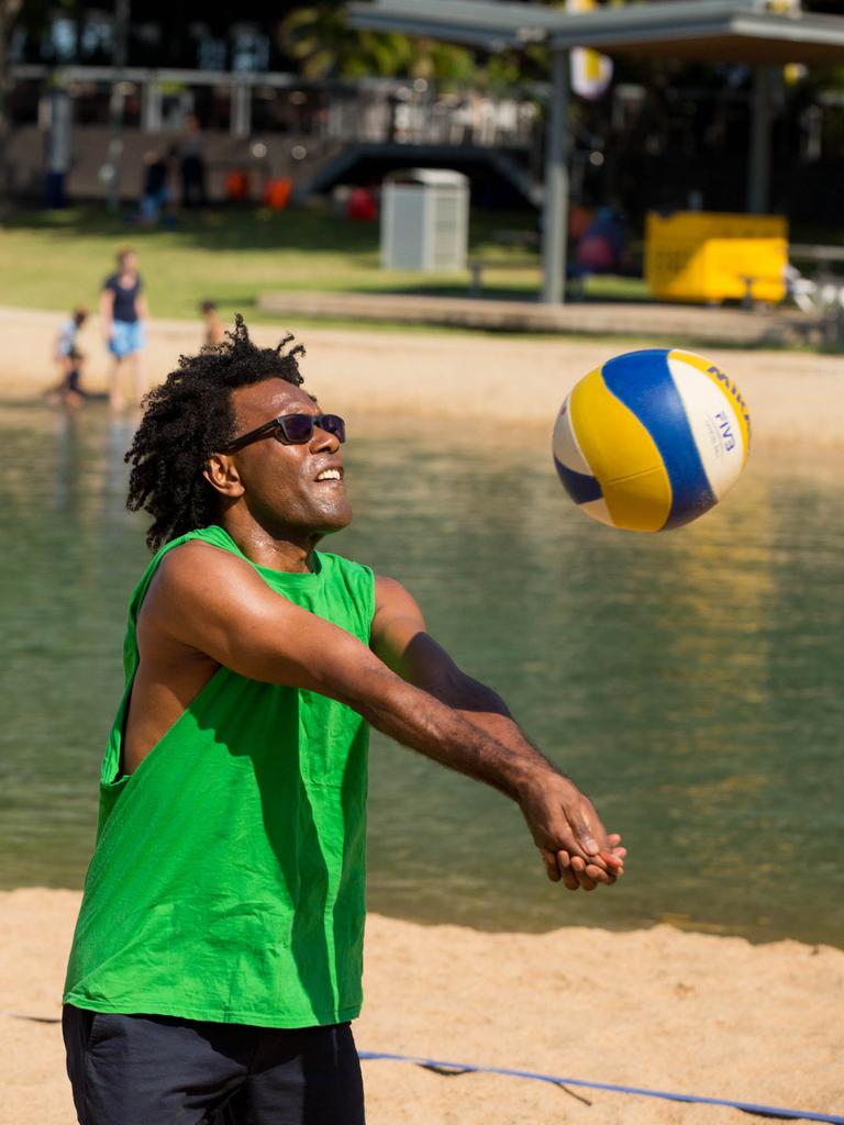 Robert Anita played volleyball at the Darwin Waterfront. Picture: Glenn Campbell