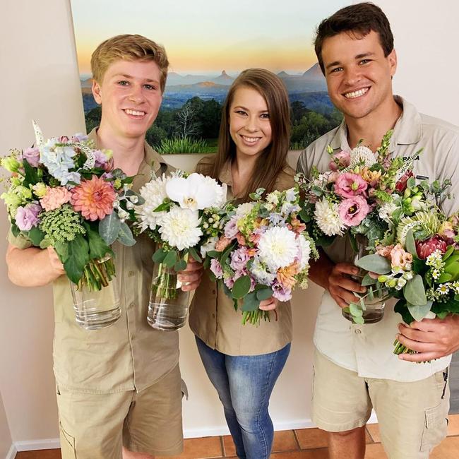 Robert Irwin, Bindi Irwin and Chandler Powell prepare for Bindi and Chandler's wedding. Picture: Instagram/ @bindisueirwin