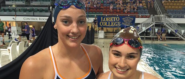 Meg Harris of Mount St Michael's won the 19 years 50m backstroke from Emily Lucas of St Rita's College at the CaSSSA Cup swimming carnival held at Chandler.