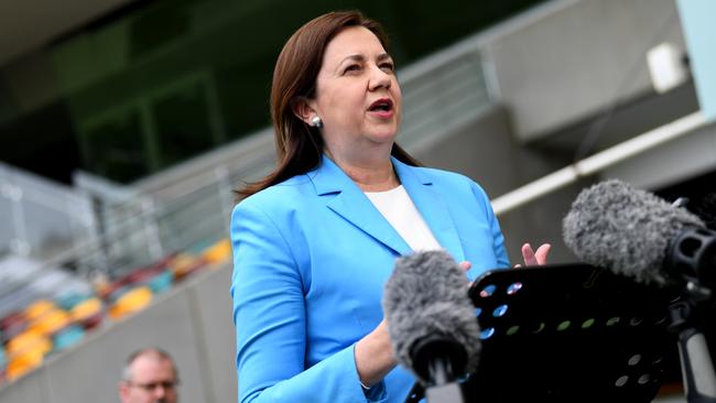 Queensland Premier Annastacia Palaszczuk speaks during a press conference. Picture: NCA NewsWire / Dan Peled