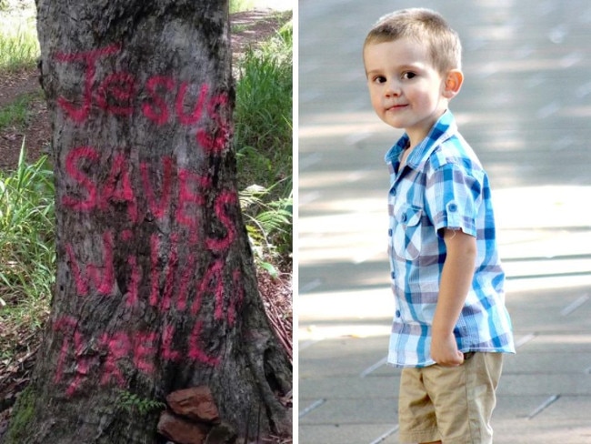 A man spotted graffiti naming the missing toddler.
