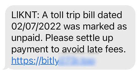 These scam texts are being sent to the general public, including people who may not have an account with Linkt. Picture: Linkt