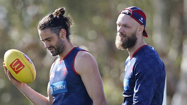 Melbourne thought it could turn Grundy and Max Gawn into a dominant ruck partnership. Picture: Michael Klein