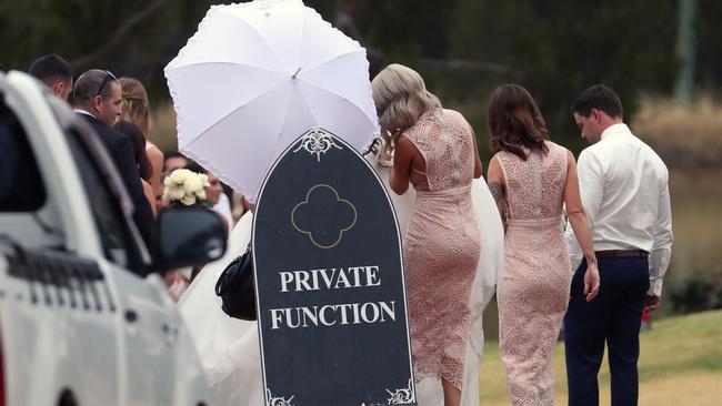 The bridesmaids gather at Peppers Creek Winery at Pokolbin in the Hunter Valley. Picture: Diimex