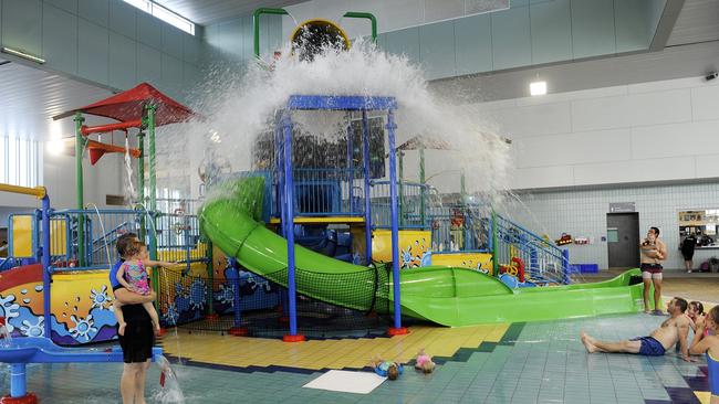 Kids have a ball at the Peninsula Aquatic Recreation Centre on the AquaPlay aquatic playground.