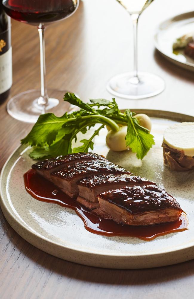 One of the restaurant’s signature dishes is duck breast glazed in Peninsula honey and lavender with celeriac and turnips. Picture: Anson Smart Photography