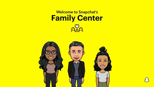 Snapchat has introduced a 'family center' allowing parents to watch over their teenage child's use of the platform. Picture: Supplied,