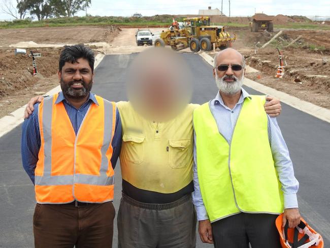 Qartaba Homes directors Kashif Aziz, left, and Wajahat Rana in 2017 at the construction of one of its southwest Sydney projects.