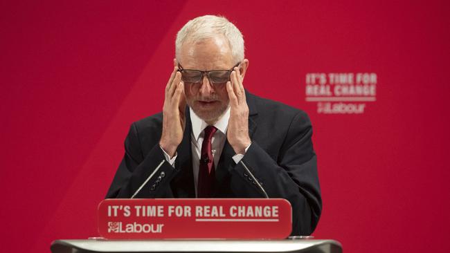 Jeremy Corbyn speaks in London on Tuesday. Picture: AP