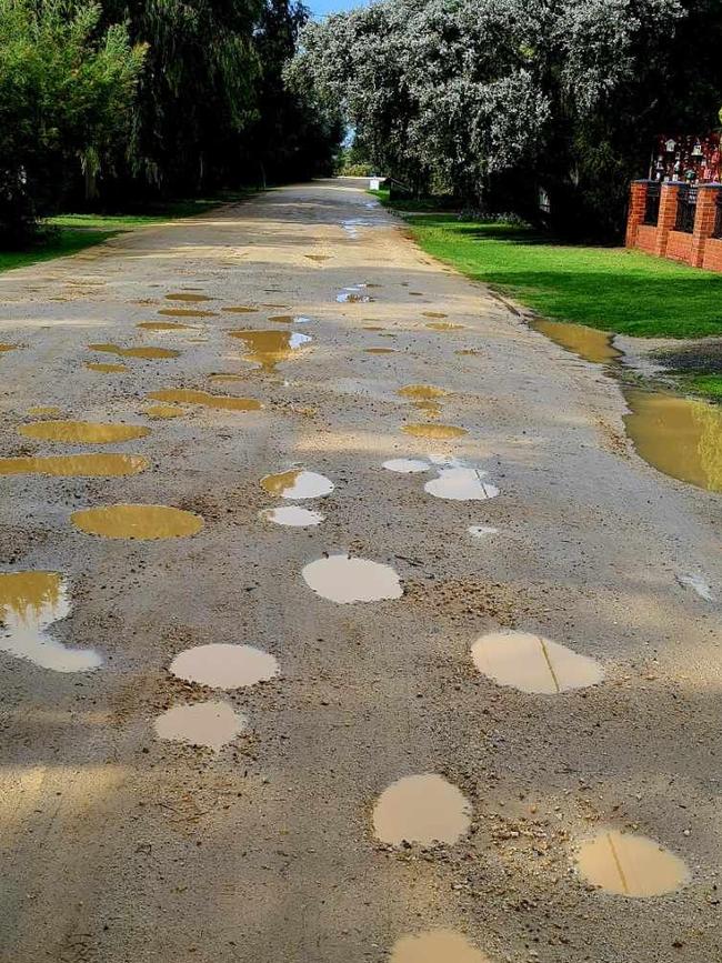 Potholes in Ord Street in the Lower Bluff area of St Leonards. Picture: Nick Martin