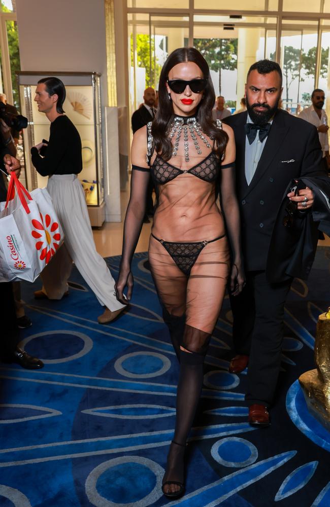 Irina Shayk again, in the sort of outfit we imagine was partly responsible for this new 2025 dresscode. Picture: Arnold Jerocki/GC Images