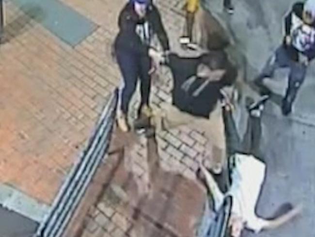 CCTV footage shows the moment Kane Dulieu is coward-punched in a wild brawl outside a pub in Wantirna South. Picture: Herald Sun
