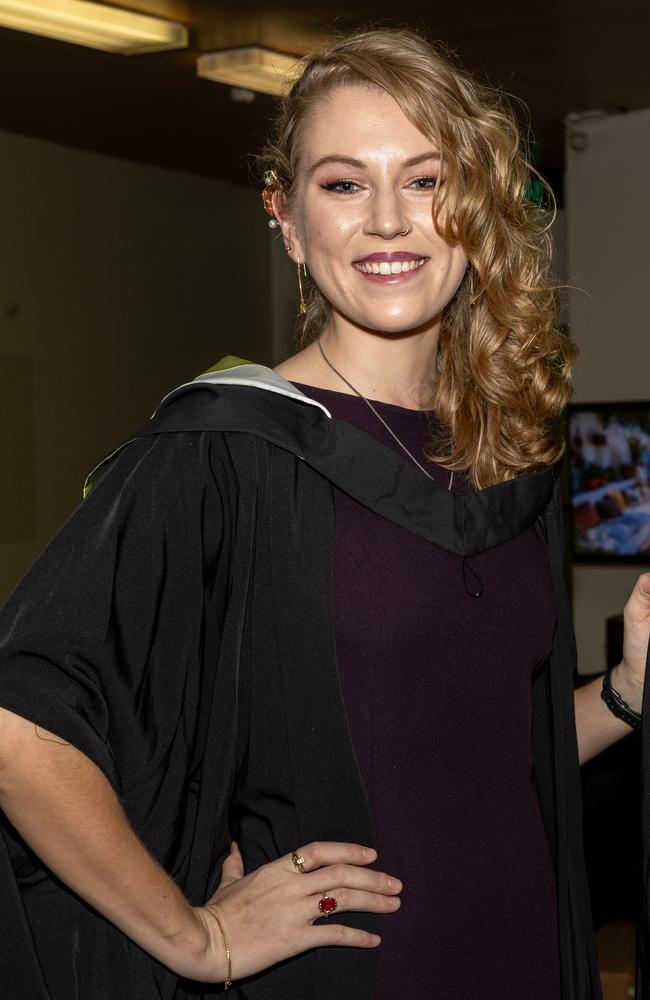 Erin Conaghty at the 2025 Graduation ceremony held at Charles Darwin University on May 20, 2025. Picture: Pema Tamang Pakhrin