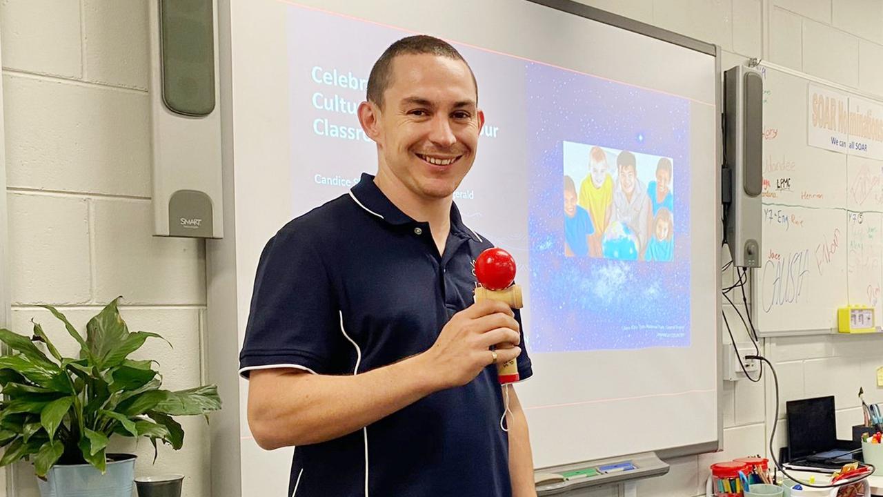 Darcy Fitzgerald teaching in a Northern Territory classroom. Picture: Supplied