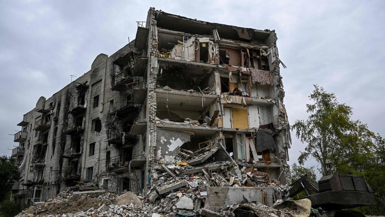 The result of Russian attack in September in the Kramatorsk region. (Photo by Juan BARRETO / AFP)