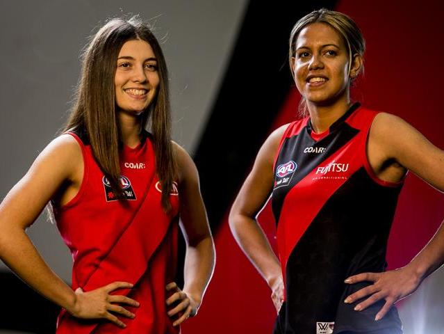 Essendon women's bid Georgia Patrikios and Michaela Long