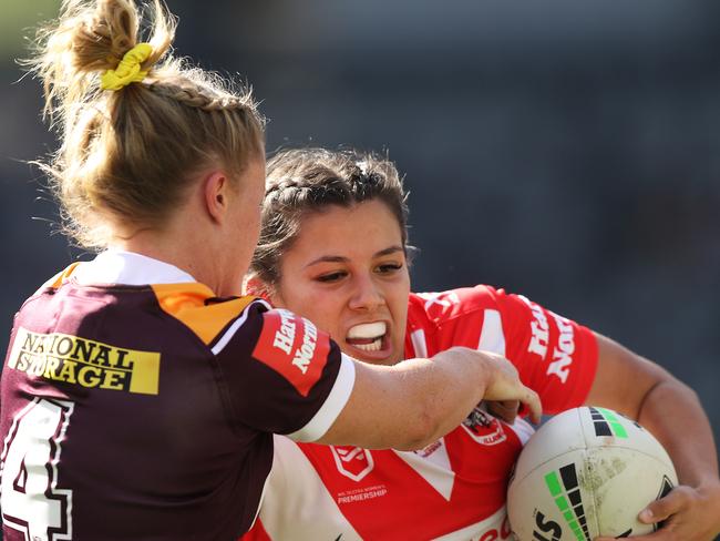 Dragons Shaylee Bent during the Dragons v Broncos NRL Women's Premiership match at Bankwest Stadium, Parramatta. Picture: Brett Costello