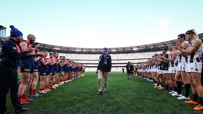 A guard of honour is formed for Neale Daniher. Picture: Getty Images