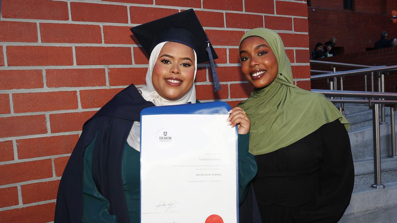 Graduate Taseem Ahmed and Amal Botan. Picture: Alan Barber