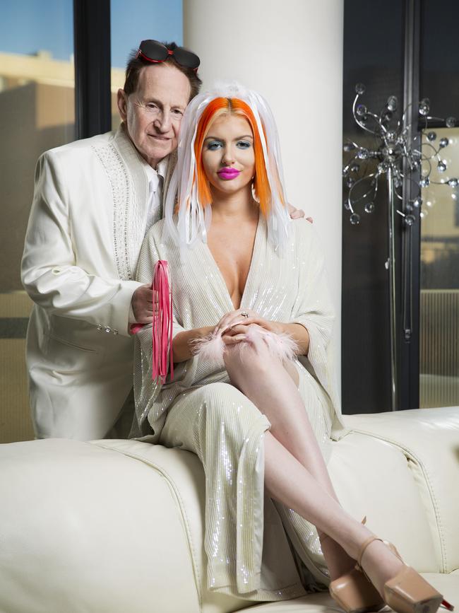 Geoffrey Edelsten and Gabi Grecko after their Melbourne wedding. Picture: Nathan Dyer