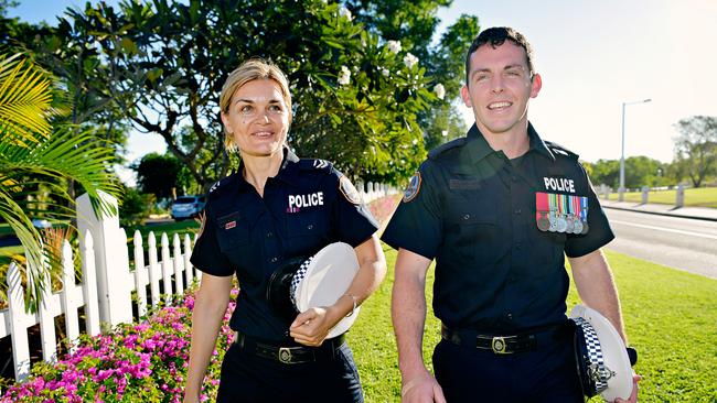 Zachary Rolfe in 2018 with fellow officer Kirstina Jamieson after being awarded for outstanding service to the community at the Royal Life Saving Northern Territory Awards.