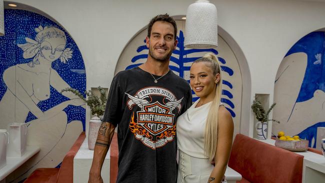 Tammy Hembrow with her partner Matt Poole at Maman. Picture: Jerad Williams