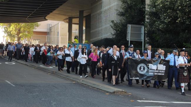 MPs, businesses, school students, community groups and police marched together to say NO to Domestic Violence down Castle St last year.