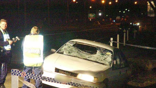 The white Holden Commodore that rammed into the crowd.