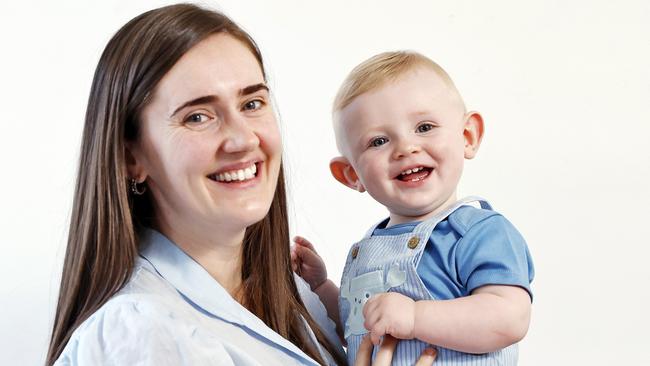 Flynn Christy with his mum Marina Forde. Picture: Sam Ruttyn