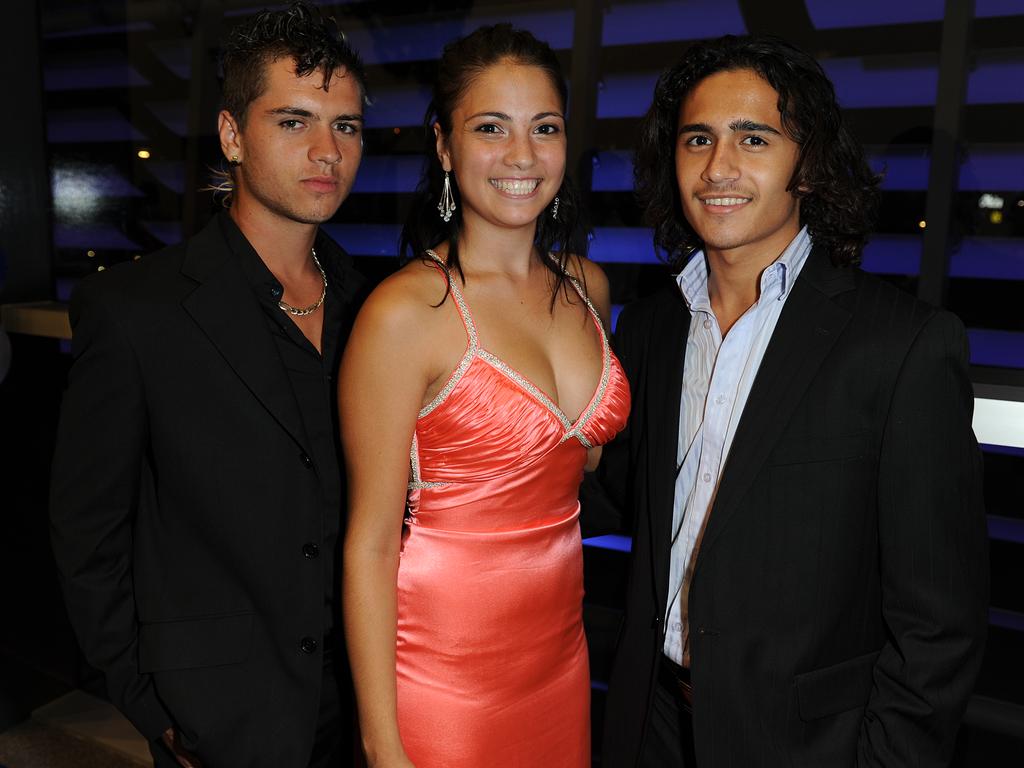 Matt Hajdic, Lateesha Jeffery and Paul Grant at the 2009 Casuarina Senior College formal. Picture: NT NEWS