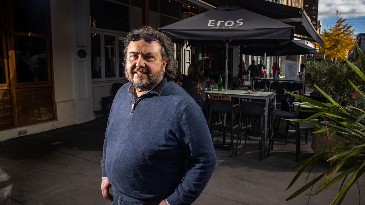 Eros Kafe owner Jim Dimitropoulos on Rundle Street. Picture: Tom Huntley