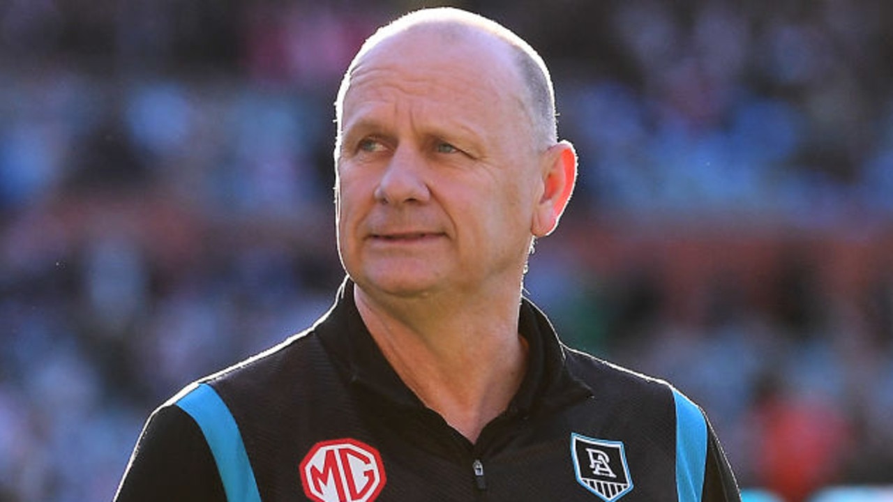 ADELAIDE, AUSTRALIA - JUNE 18: Ken Hinkley coach of Port Adelaide after the round 14 AFL match between the Port Adelaide Power and the Sydney Swans at Adelaide Oval on June 18, 2022 in Adelaide, Australia. (Photo by Mark Brake/Getty Images)