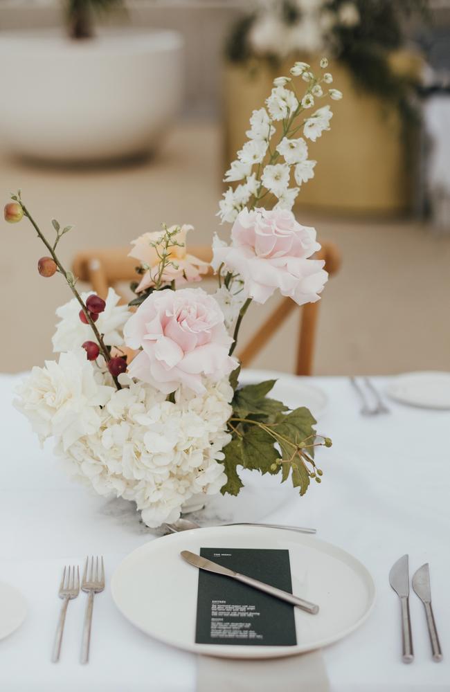 Place settings at Fraser Byrne and Sammie O’Brien’s reception. Picture: Bayleigh Vedelago