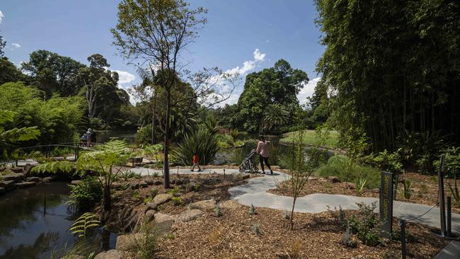 People walking around the new sensory garden at Melbourne’s Botanic Gardens. Picture: NCA NewsWire/Daniel Pockett