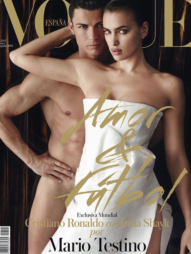 Cover boy ... Cristiano Ronaldo and Irina Shakk on the cover of Vogue.