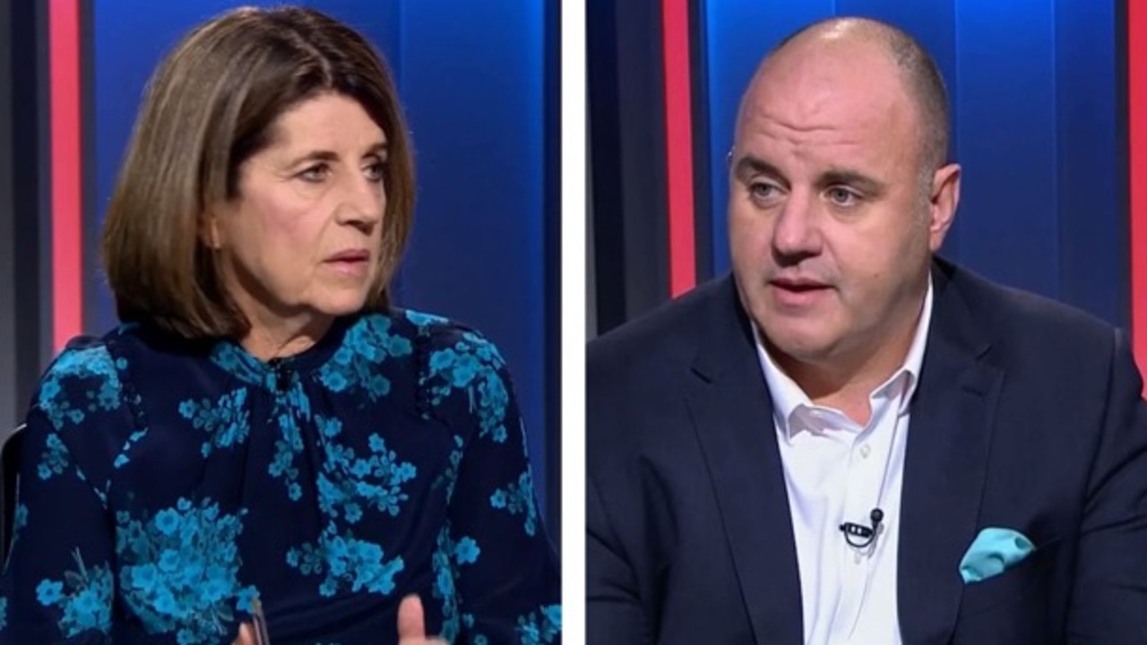 Caroline Wilson and Craig Hutchison have had a heated exchange over the Grand Final start time.