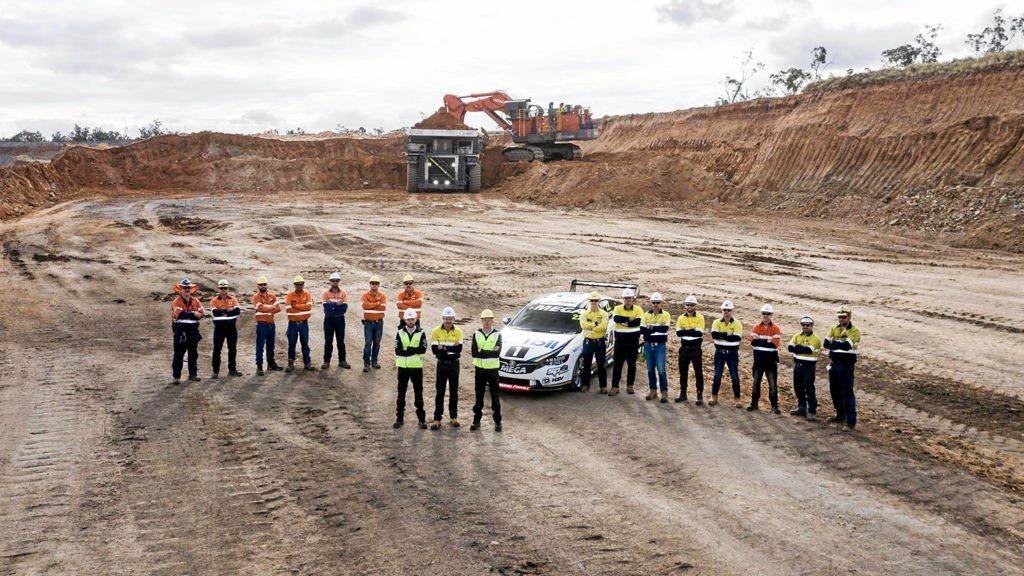 SURPRISE VISIT: Supercars Champion James Courtney and teammate Scott Pye recently visited BMA's Peak Downs mine. Picture: Contributed