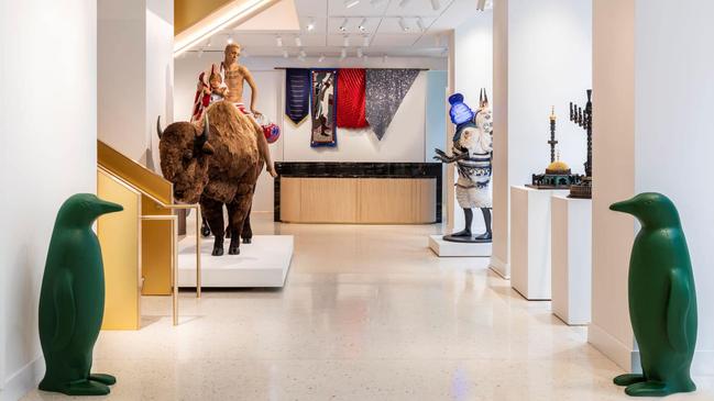 Art-filled lobby of 21C Museum Hotel in Chicago. Picture: supplied.