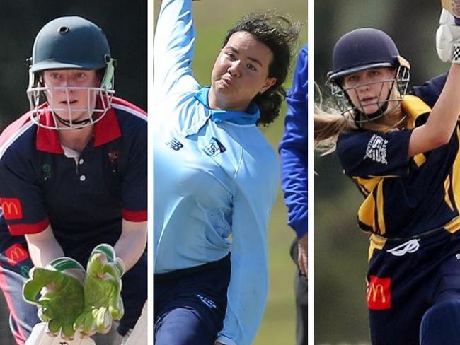 Representative cricketers Ella Tilburg, Kate McTaggart and Ava Drury. Picture: Sue Graham