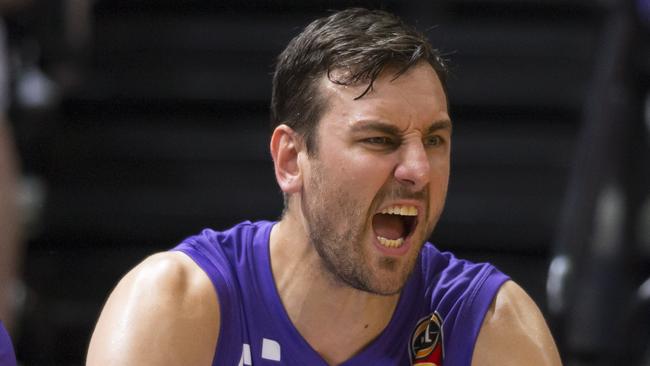 Andrew Bogut spent plenty of his NBL debut on the bench after fouling out against the 36ers. Picture: AAP Image/Craig Golding