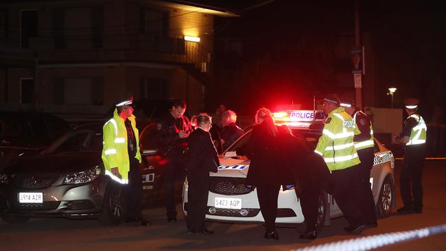 Police attend the alleged hit-run incident on George St, Norwood. Picture: Calum Robertson