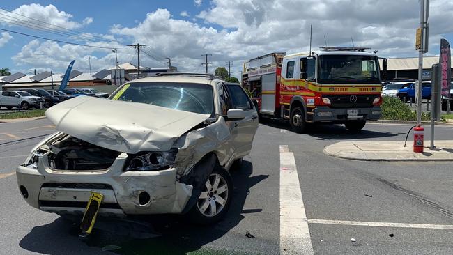 One of the vehicles involved in the smash at the Derby and Denison streets intersection on February 11. Photo Pam McKay.