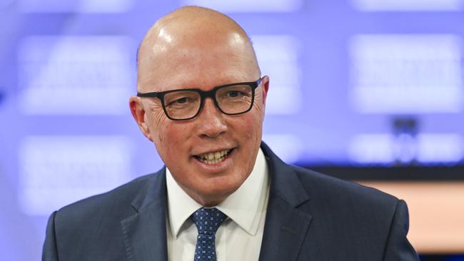 Opposition leader Peter Dutton at the National Press Club in Canberra. Picture: NCA NewsWire / Martin Ollman