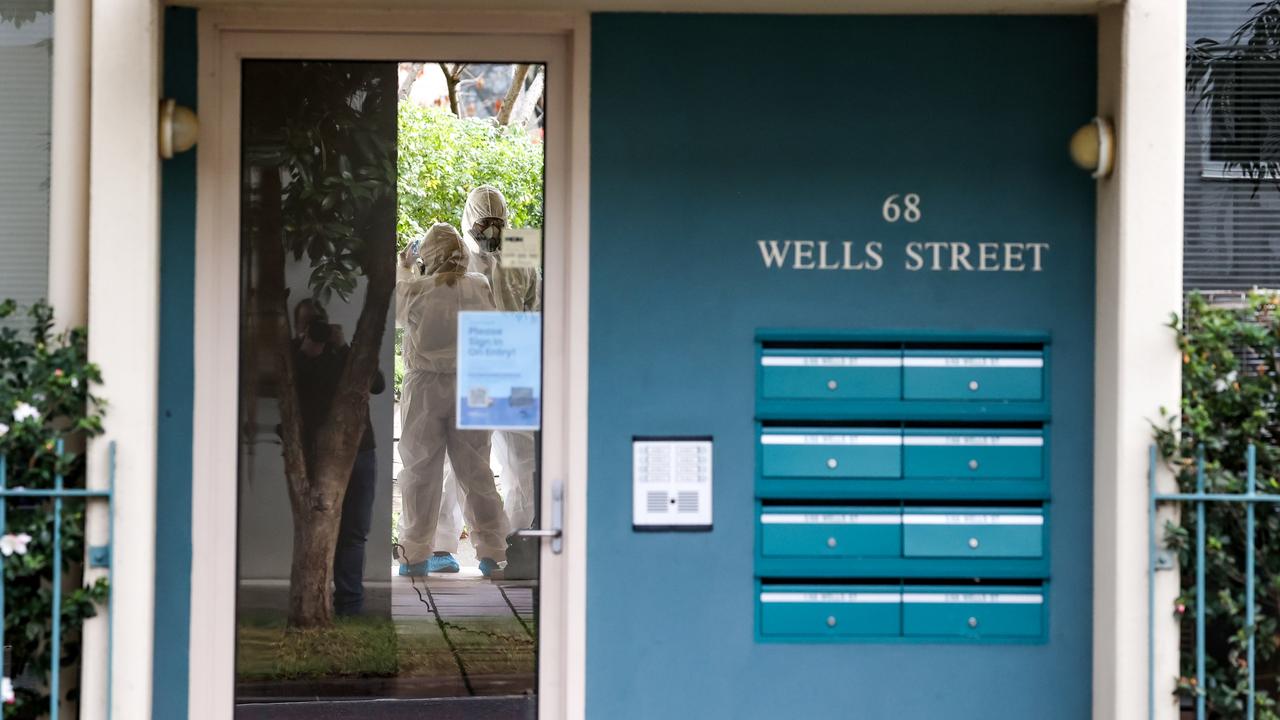 Government nurses descended on the complex yesterday after concerns were raised over potential transmission between the buildings. Picture: NCA NewsWire/Ian Currie